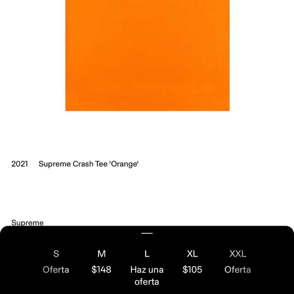 Supreme Crash tee orange L new